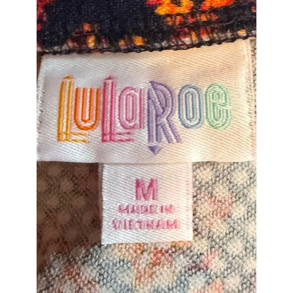 LuLaRoe Cassie Skirt‎ Women's Medium Floral Print Navy Blue Orange Pink NWT - Picture 4 of 5